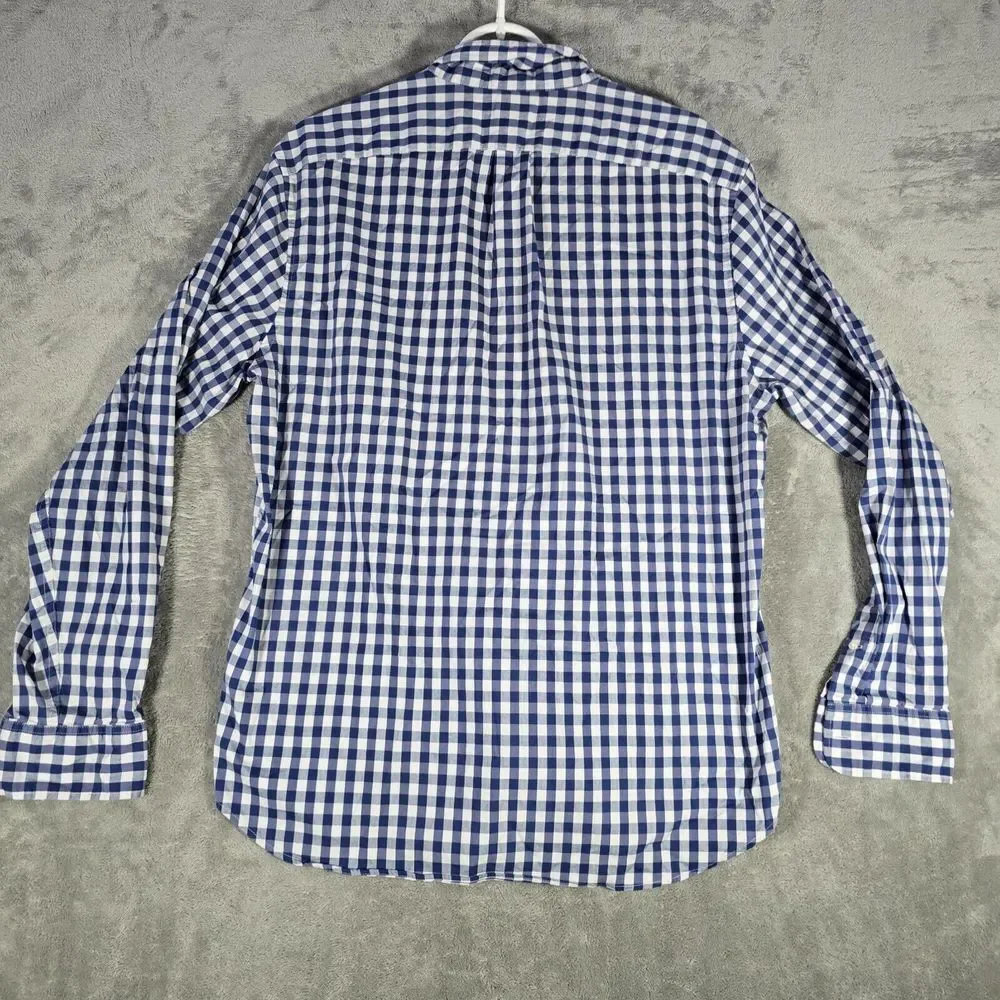 J.Crew Button Down Shirt Men Large‎ Performance Classic Stretch Blue White Check
